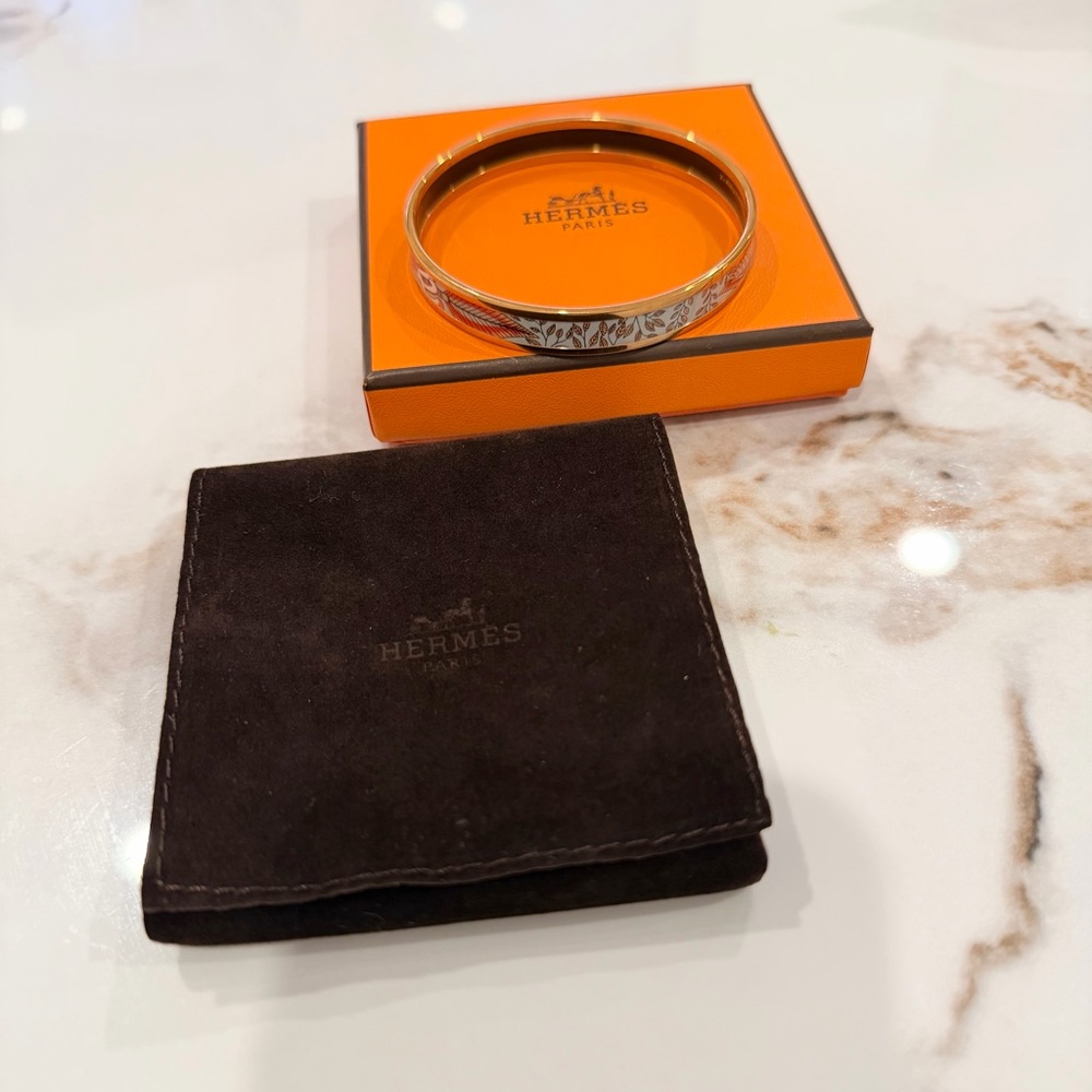 Hermes Enamel Bangle - Gold